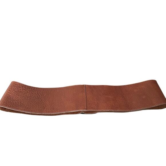 Leatherock Brown Leather Wide Made in Italy Stone Gild Buckle Belt size large - Picture 5 of 10